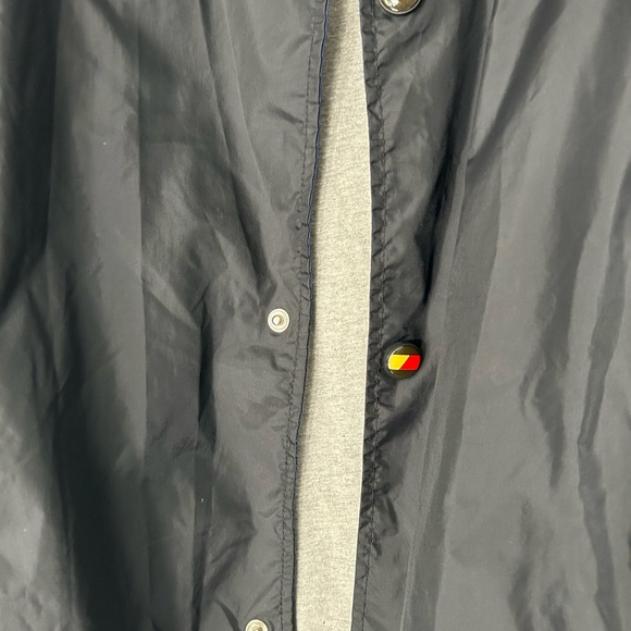 Tommy Hilfiger Vintage Windbreaker Mens XL Black Navy Logo Button Up Collared - Picture 5 of 11